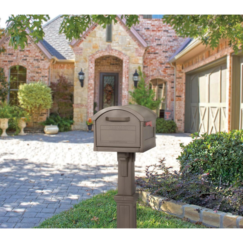 Grand Haven Plastic Mailbox And Post Kit, GHC40MAM, Mocha, Extra Large Capacity