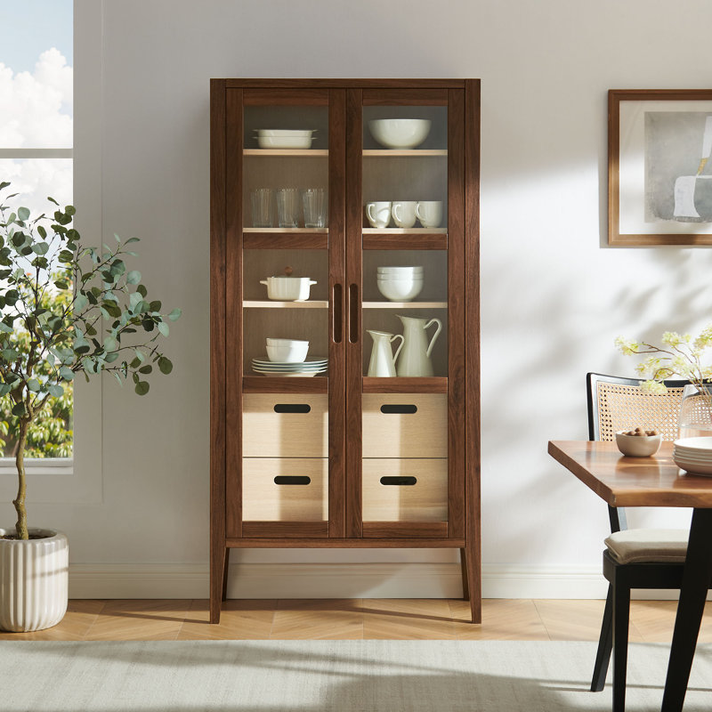Grande armoire de rangement vitrée Nell