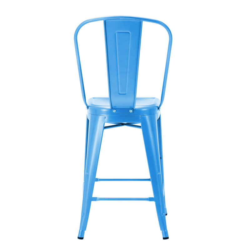 Tabouret de bar galvanisé Iyasia, 24 po, Bleu