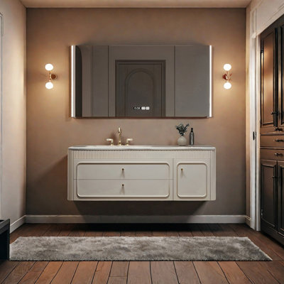Armoire de salle de bain française de style crème française