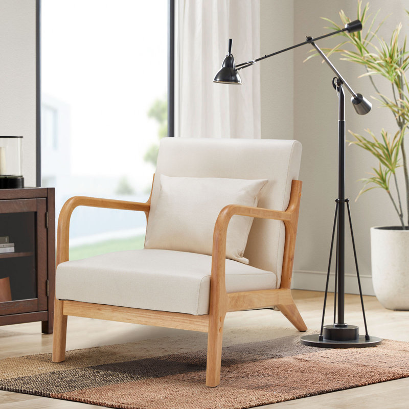 Upholstered Armchair, Cream Linen