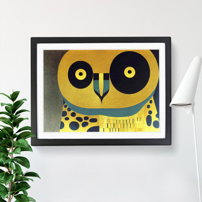 Golden Abstract Owl - Framed Print