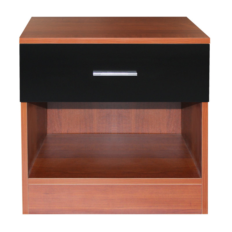 45 cm W Bedside Table, Walnut/Black