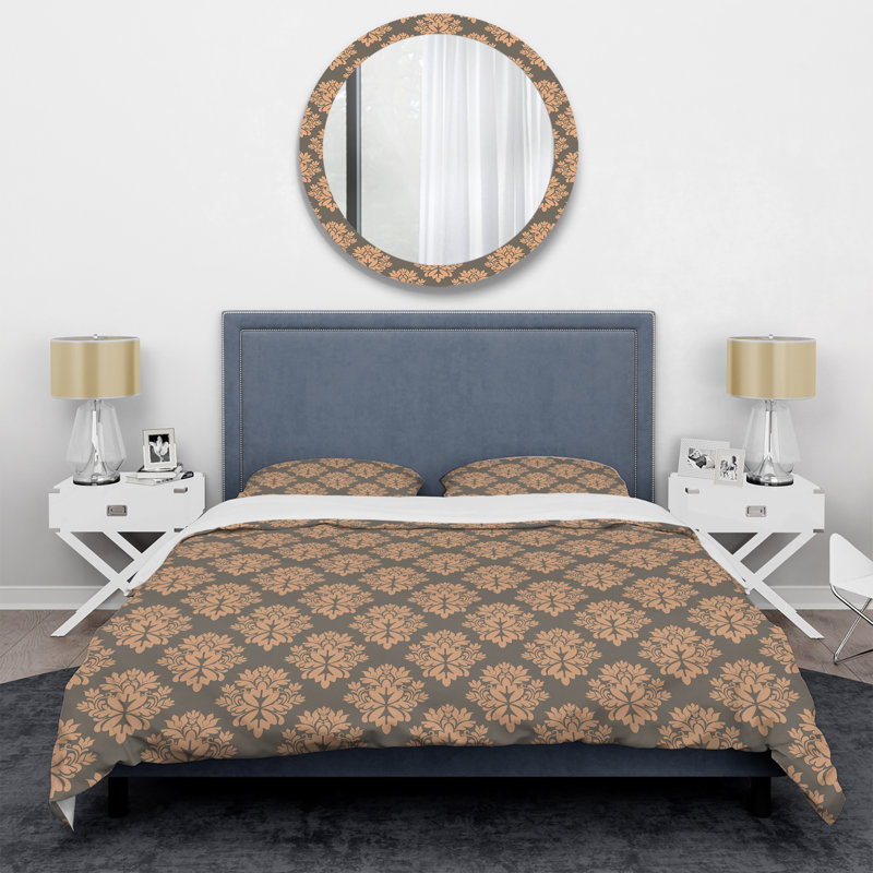 Damas brun - ensemble de housse de couette abstrait - microfibre de polyester