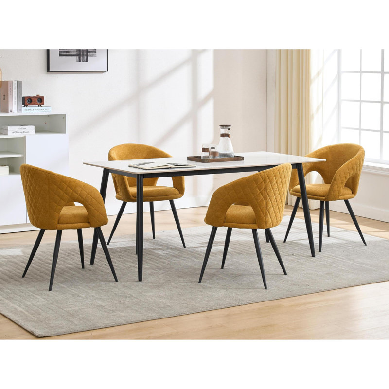47.5cm H Upholstered Metal Accent, Yellow