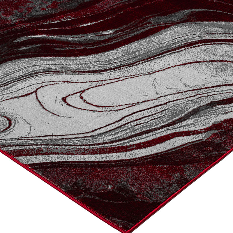 Modern Abstract Marble Area Rug – 100% Polyester Living Room Carpet, Antistatic, Soil & Water Repellent, Colourfast Indoor Rug