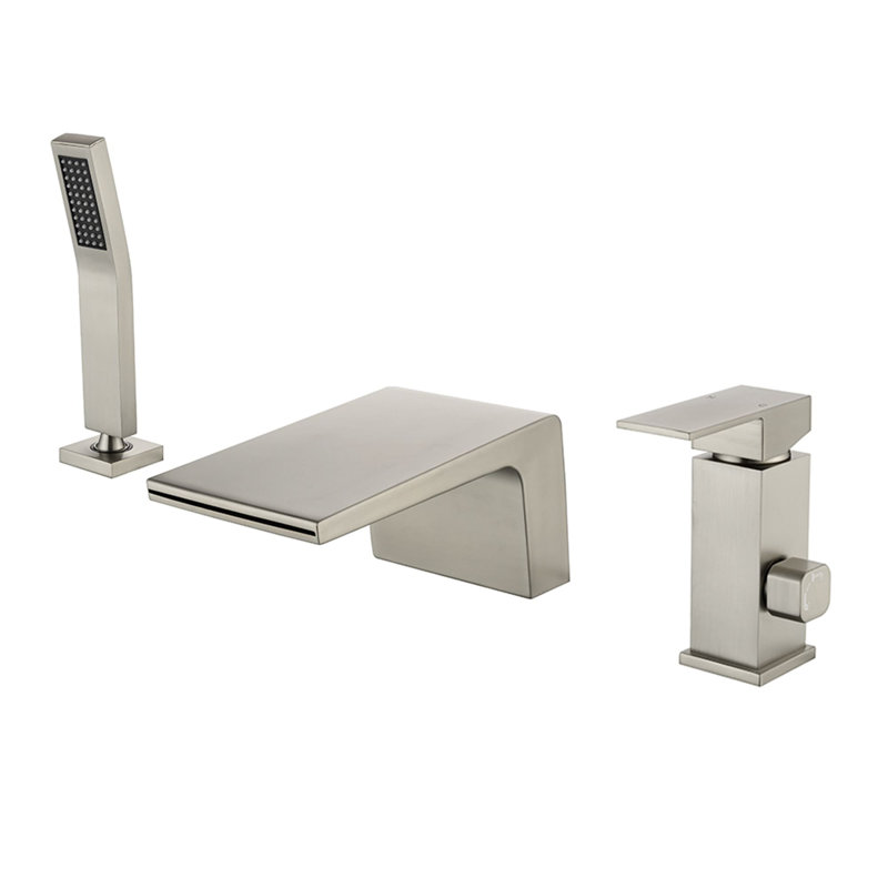 1 Handle Deck Waterfall Faucet with Diverter, Brushed Nickel