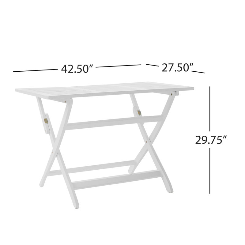 Table de salle à manger d'extérieur avec structure en bois d'acacia, Blanc