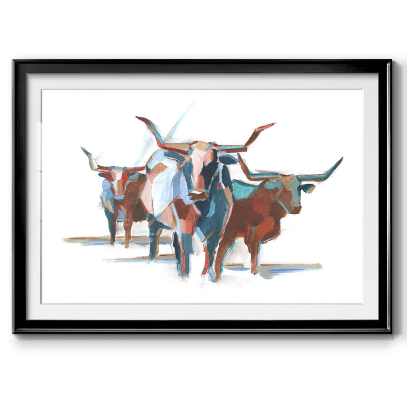 Longhorns modernes I, Noir, H 30 po x l 44 po x P 1,5 po