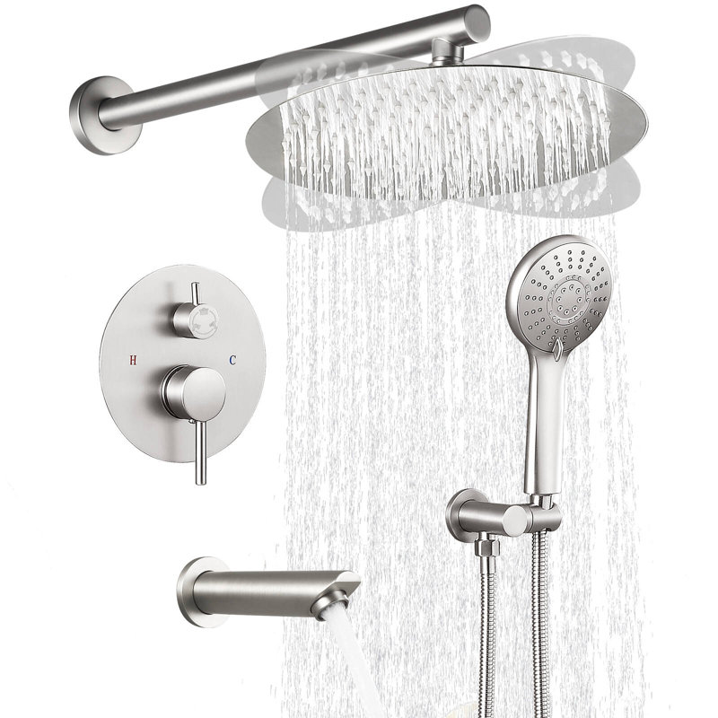 Dome shaped complete shower system, Brushed Nickel
