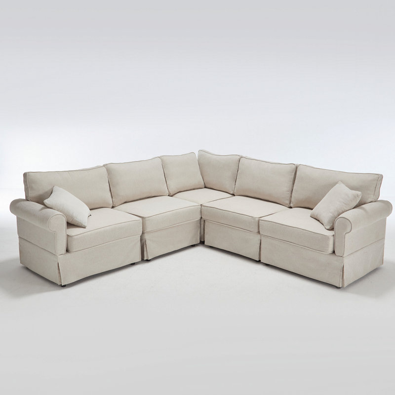 Canapé modulaire modulaire, canapé en L, canapé d'angle rembourré, canapé rembourré pour l'intérieur, Beige