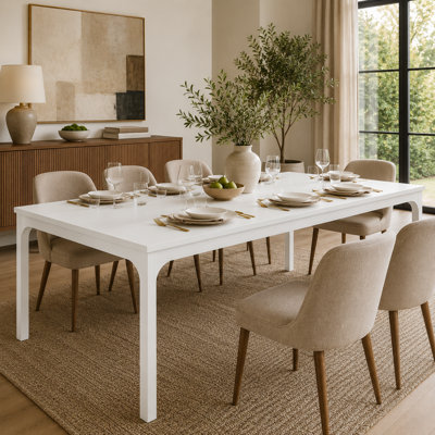 Table de salle à manger rectangulaire moderne blanche de 78 po KELVIO, grande table de salle à manger et de cuisine pour 6 à 8 personnes avec pieds en métal durables, table de salle à manger minimaliste pour les réunions de famille