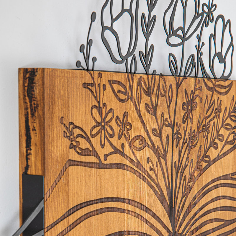 Élégant accessoire mural décoratif en bois, noir et noyer, 30,1 po x 9,6 po | Structure 100% bois robuste (épaisseur: 1,2 po) et 100% métal durable (épaisseur: 0,05 po) | Parfait pour la décoration intérieure et les présentoirs élégants