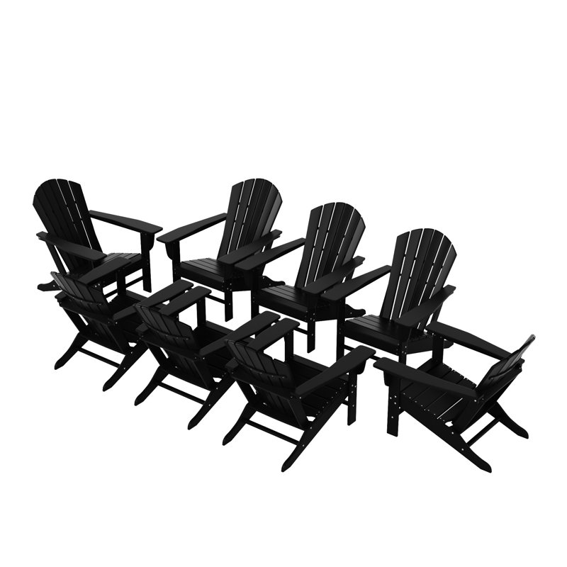 Geoff Foldable Outdoor Adirondack Chair, Black