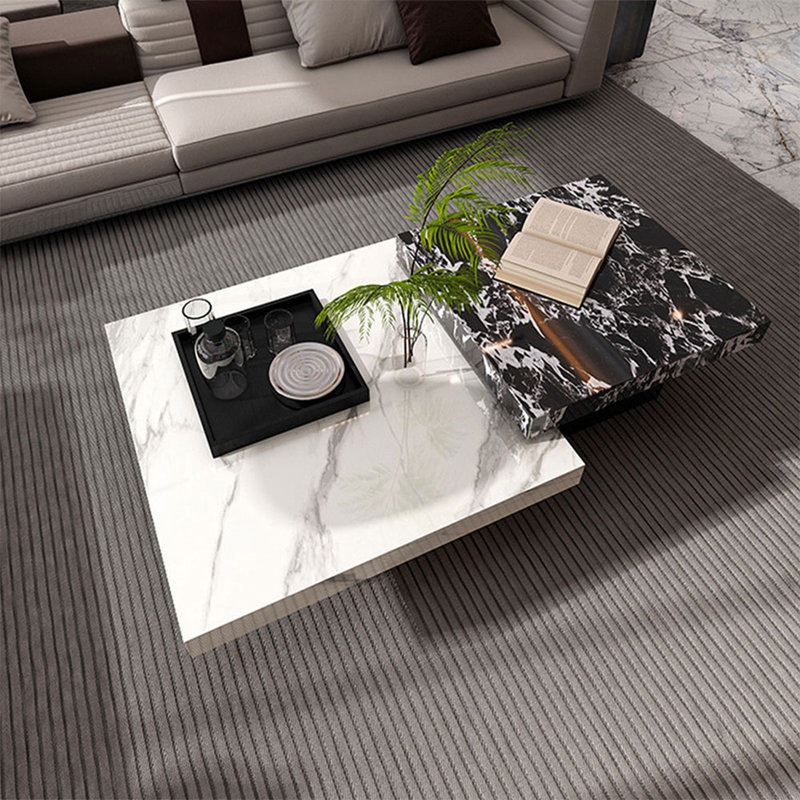 Table basse carrée en acier inoxydable fritté noir
