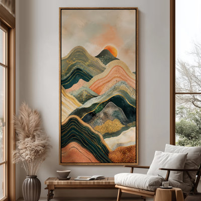 Extra Large Layered Mountain Sunset with Vibrant Colors Print Wall Art