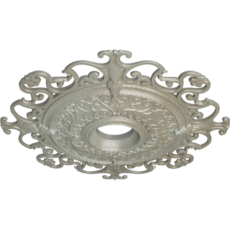 Endurathane Orleans Ceiling Medallion, 38 3/8"OD x 6 5/8"ID x 2 7/8"P (Fits Canopies up to 8 1/4"), Hand-Painted Flash Gold Finish