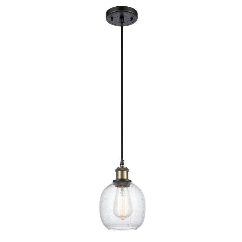 Carlucci 1 - Light Single Pendant, Clear Seedy, Black Antique Brass