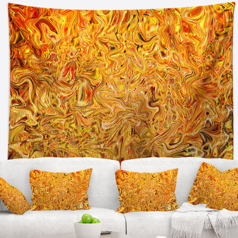 Tapisserie texturée jaune, H 78 po x l 92 po