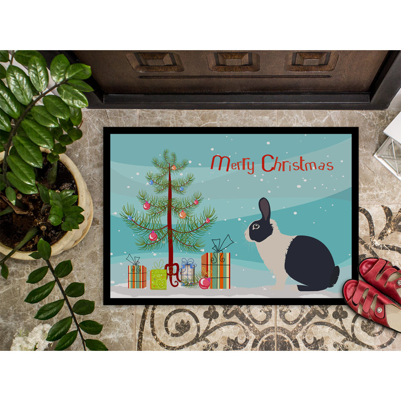 Tapis de noël pour l’extérieur anti-dérapants néerlandais lapin Carly, Rectangle 1 pi 6 po x 2 pi 3 po