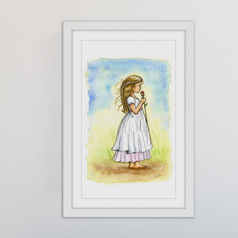 'Rose Girl' Framed Print, 45" H x 30" W x 1.5" D, Green/Blue