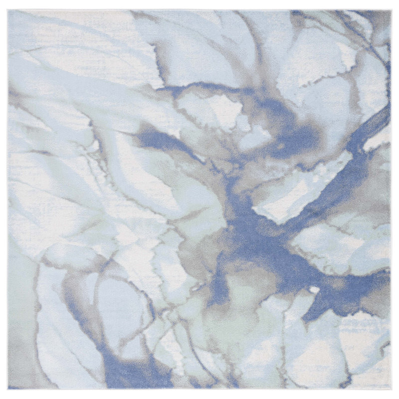 Liesegret Performance Abstract Rug, Square 6'7"