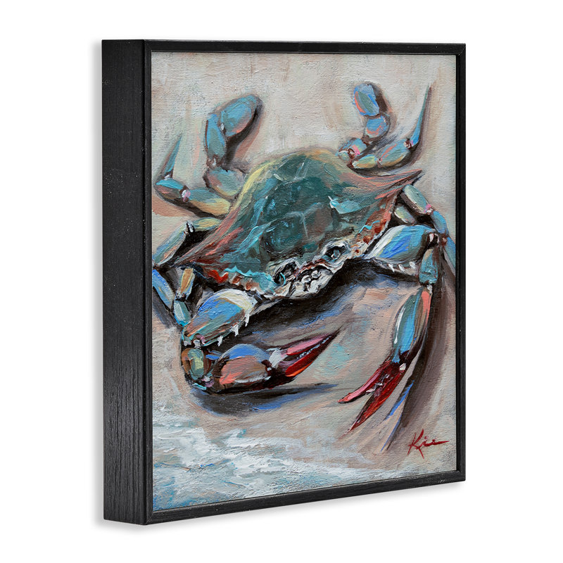  Crabe avec griffes, art de la giclée encadrée par Lindsay Kivi, H 12 po x l 12 po, Giclée encadrée noir minuit