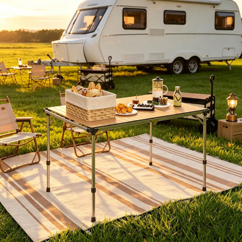 Table polyvalente polyvalente pour l'extérieur Table de camping pliante à hauteur réglable Table de pique-nique portable pour patio Jardin Plage Facile à installer