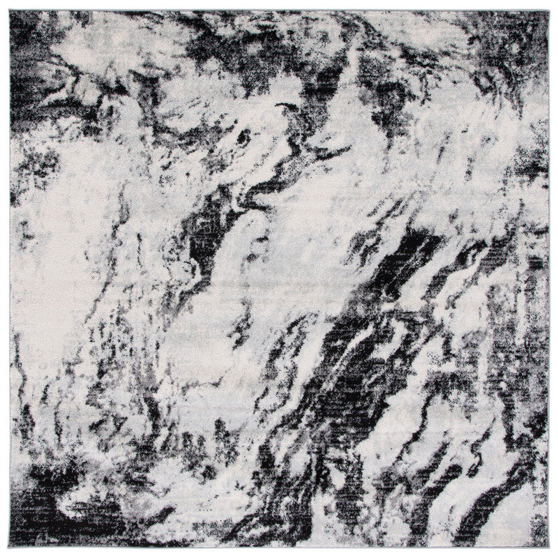 Dwana Machine Woven Abstract Area Rug, Square 6'7"