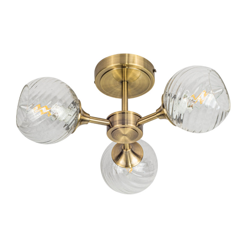 Abhishek Glass Semi Flush Mount, Antique Brass