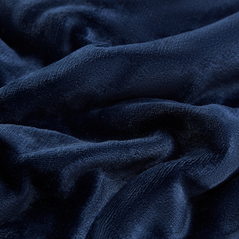 Reversible Sherpa Fleece Throw, Twin, Navy Blue