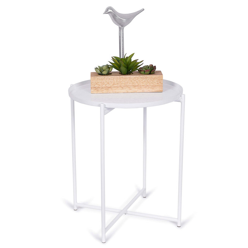 Solid Wood Tray Top End Table, White