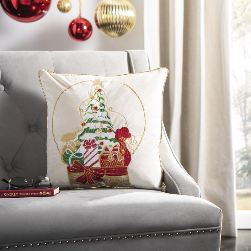 Junie Embroidered Reversible Throw Pillow
