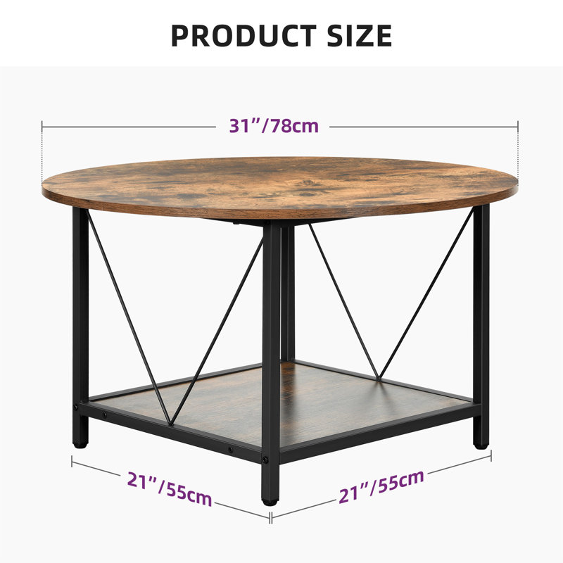 Bertran 4 Legs Coffee Table with Storage, Dark Brown, Black