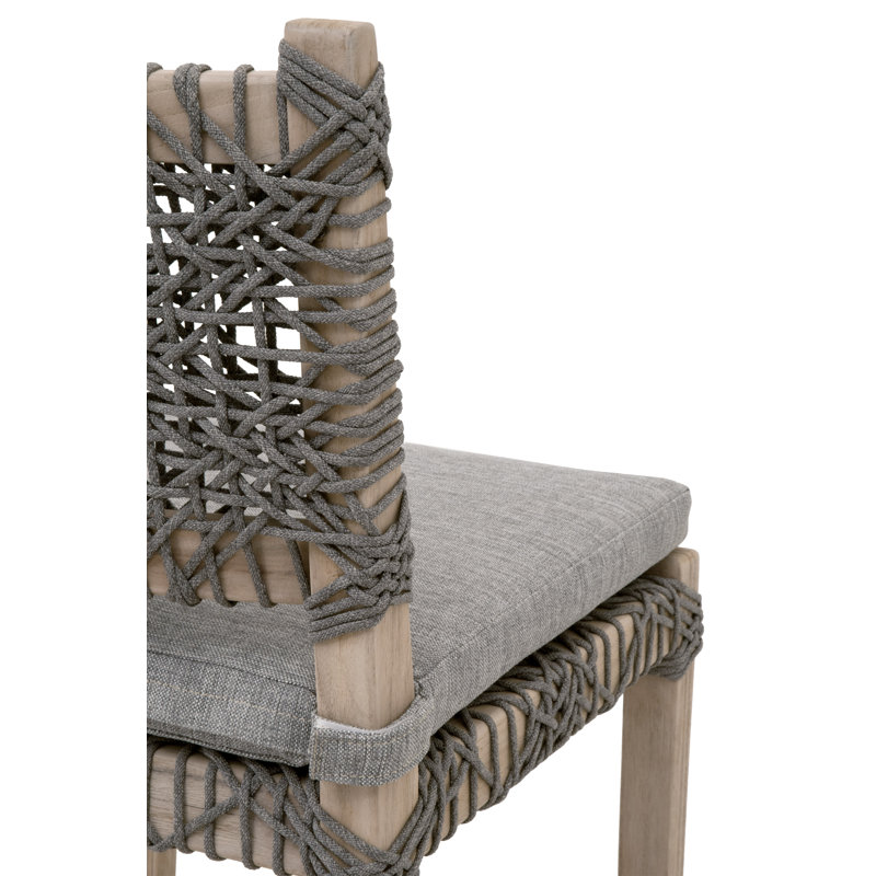 Dove Gray Teak and Rope Outdoor Counter Stool