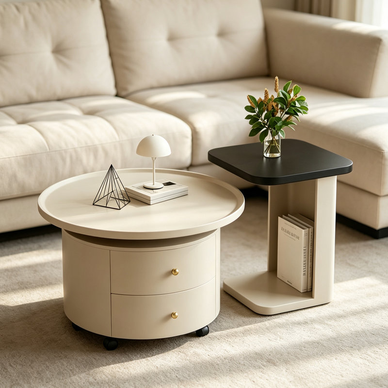 Table basse de salon mobile sur roulettes