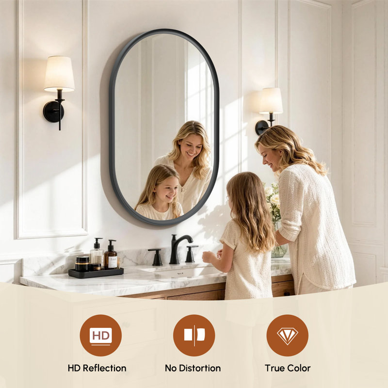 Miroir de salle de bain mural 24 po x 36 po, Noir