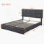 Ensemble de chambre à coucher 2 pièces, lit plateforme tapissier grand avec système de rangement hydraulique-1529427499