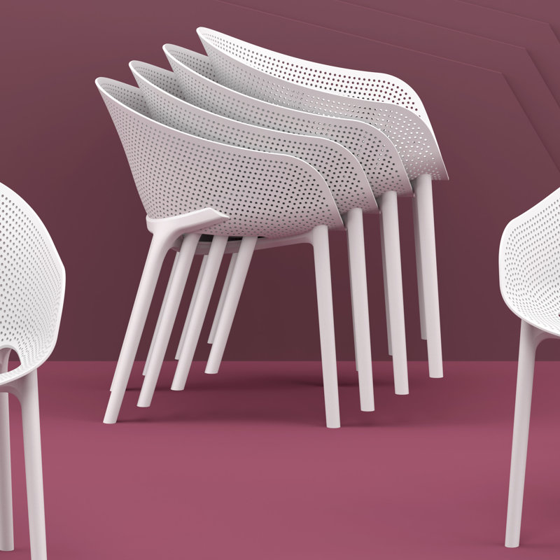 Chaise d'appoint empilable pour patio Farrah, Blanc