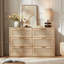 Ensemble de 2 commodes en rotin, style bohème, en bois, commode 6 tiroirs de 122 cm et commode 6 tiroirs de 107 cm, mobilier de chambre-1227925980