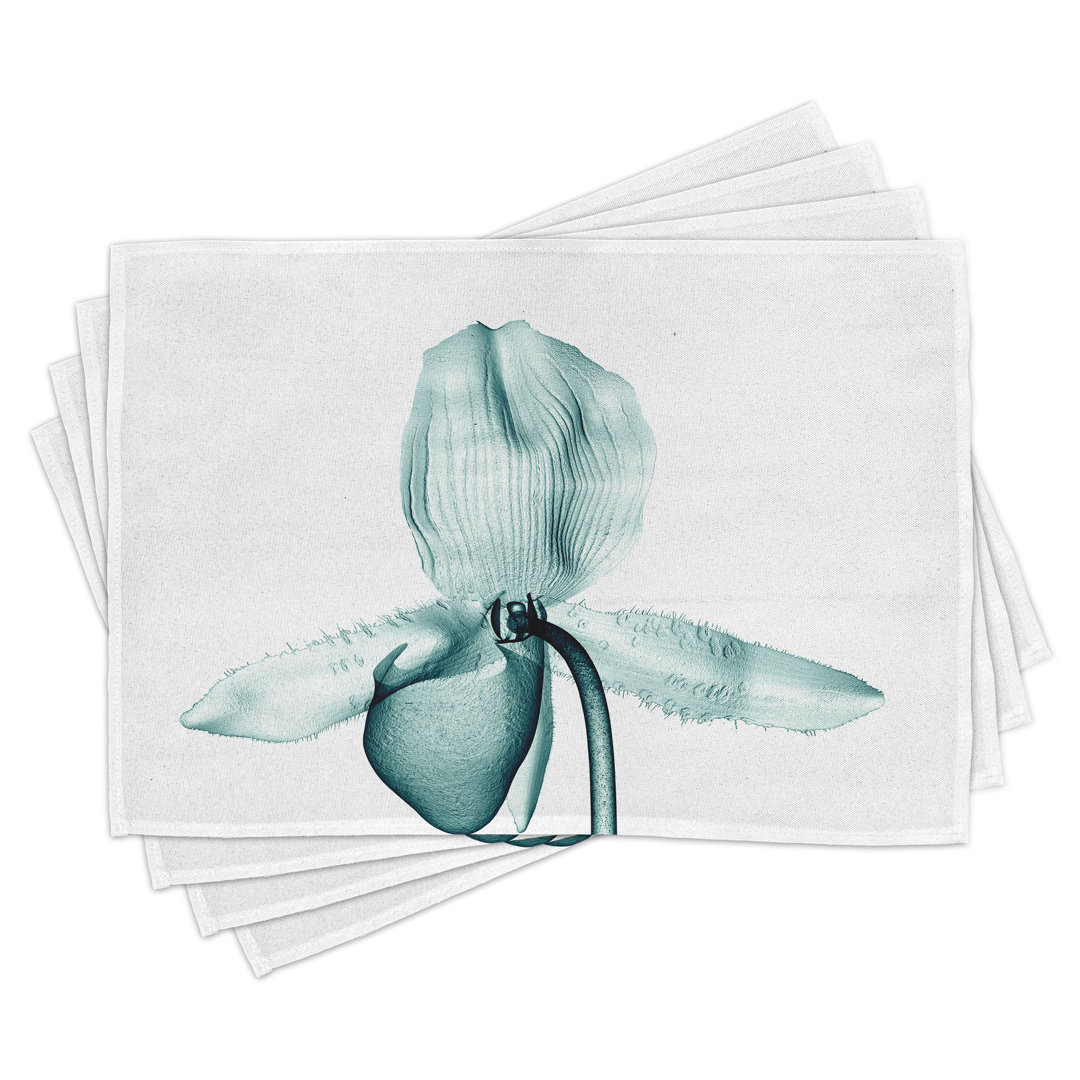 Platzdeckchen 4er Set, Modern Flower X-Ray, Teal White