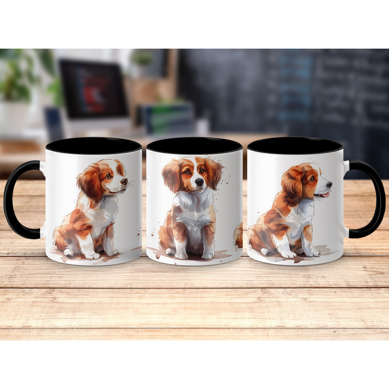 Cavalier Puppy Watercolor Design 11oz Coffee Mug, 2