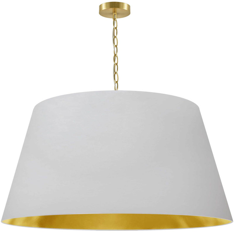 Luminaire suspendu cylindrique à 1 lumière Onald, H 16 po x l 32 po x P 32 po, Blanc / laiton vieilli, Laiton vieilli