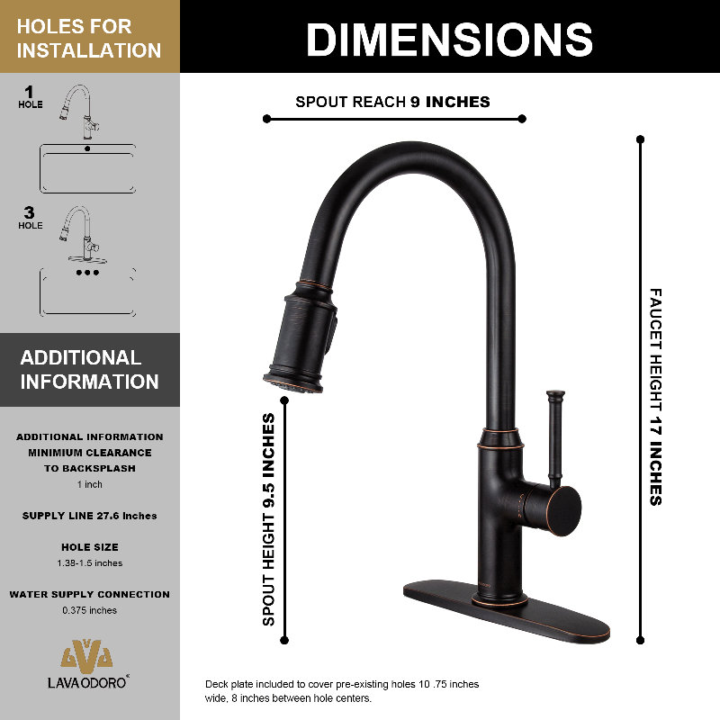 Pull Down Single Handle Kitchen Faucet with Accessories, Oil Rubbed Bronze