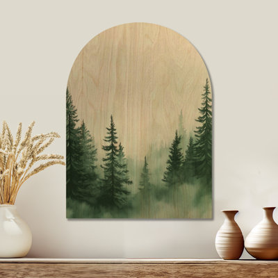 Mystic Forest II - Green Nature Wooden Arched Wall Decor