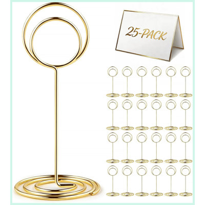 Upgraded 1.58" x 3.35" Glossy Gold Card-Place Card Holders 25PC