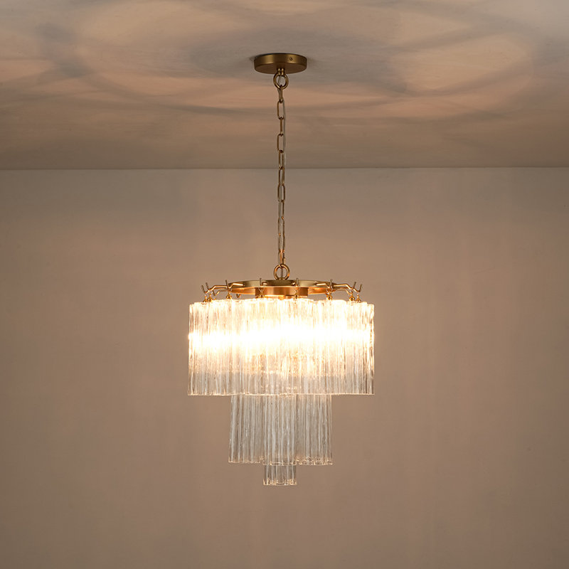 3-light Cylinder Murano Glass Tiered Pendant