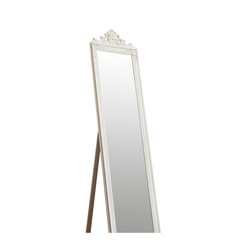 Bowie Wood Flat Floor Mirror, Off White