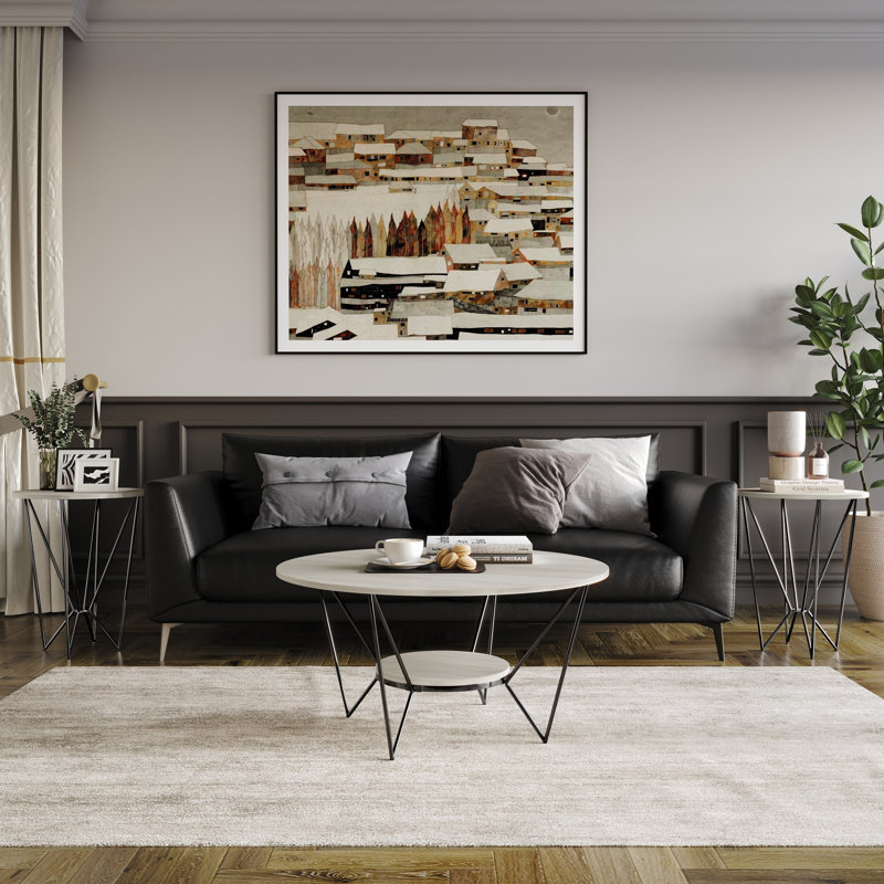 3 PCS METAL COFFEE TABLE SET IN LIGHT GREY, Light Gray