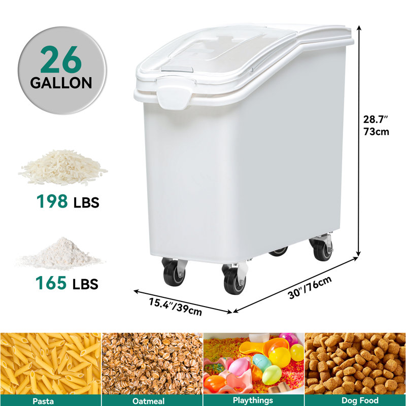 Balconera 27 Gallon Ingredient Bin Commercial Food Container Large Flour Storage Container Bin With 360° Wheels